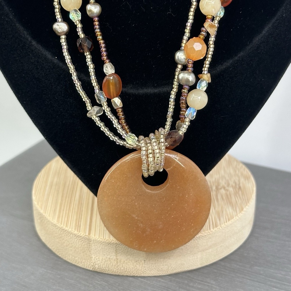 Lia Sophia‎ Pumpkin Spice Genuine Aventurine  Necklace Boho Bold - Picture 4 of 8